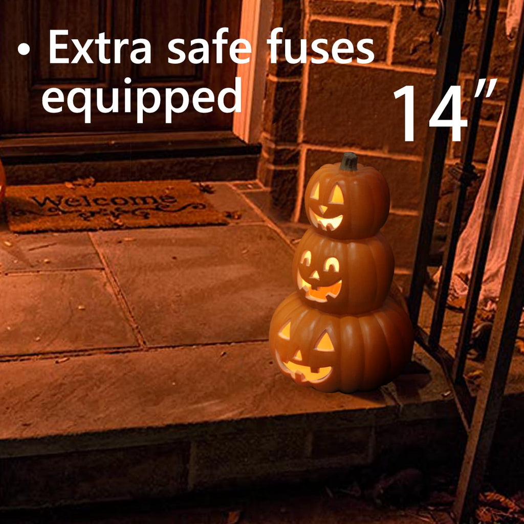 4Pack LED Lighted Jack O Lantern Indoor Outdoor Halloween Large Pumpkin Lantern Decoration