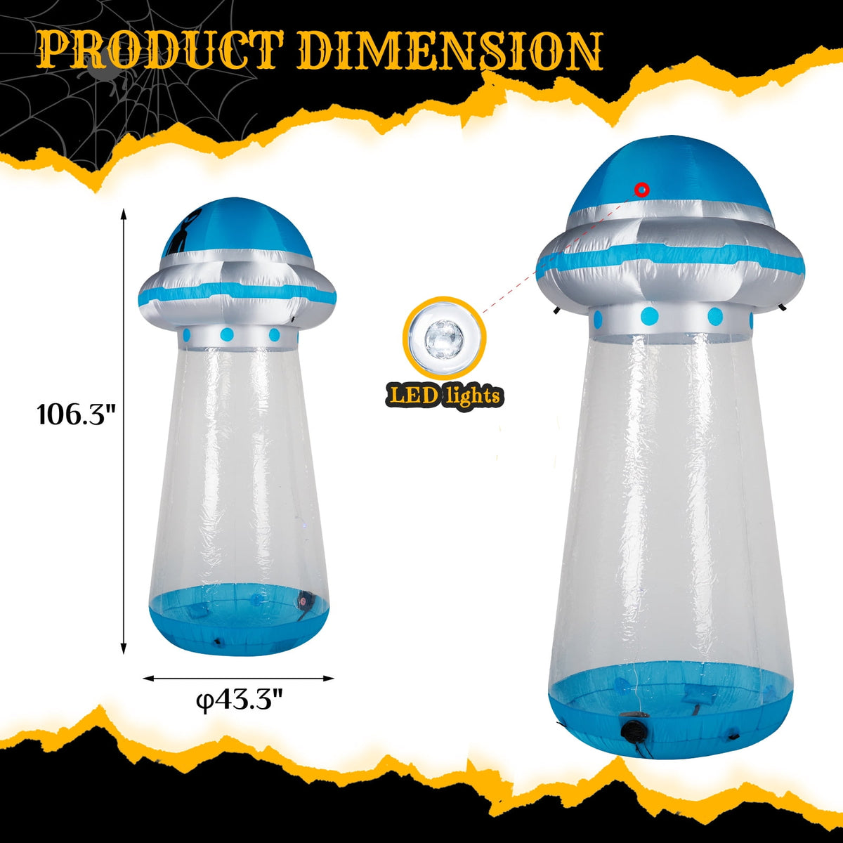 Zimtown 9 FT Halloween Inflatables UFO Decoration Photo Background Outdoor Halloween Decoration