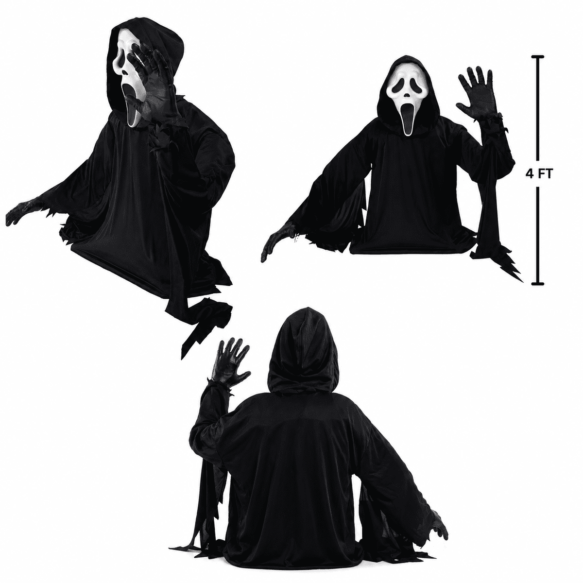 Fun World FW96661 4 ft Ghost Face® Waving Grave Breaker™ Halloween Decoration