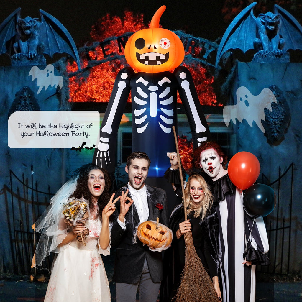 Ayieyill 8.5FT Halloween Inflatables Pumpkin Ghost Family with Built-in LED Lights, Halloween Blow up Yard Decorations