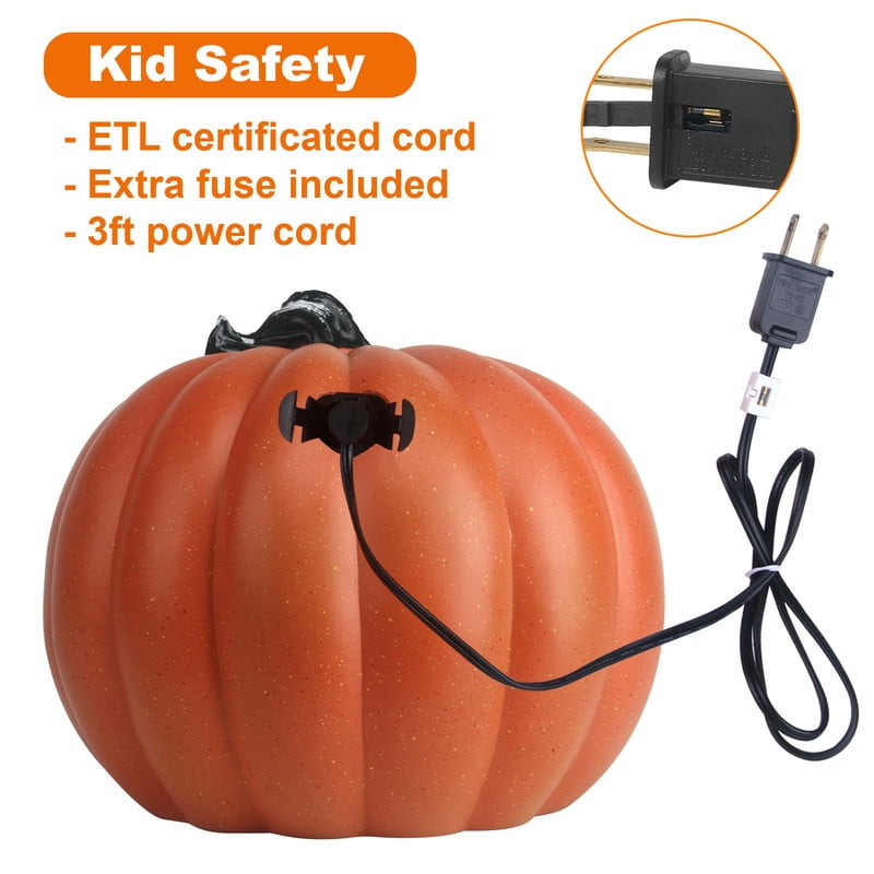 Active Mind Ltd Halloween Pumpkin Decorations 2-Pack 10" LED Light-Up Set, Waterproof Jack-O'-Lantern Ornaments for Indoor Outdoor Porch Yard Party