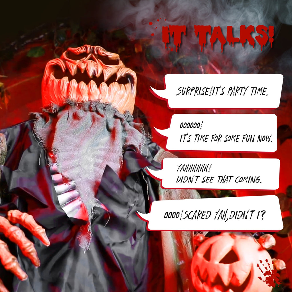Zimtown 7FT Halloween Animatronic Standing Pumpkin Man The Sound Activated Halloween Prop