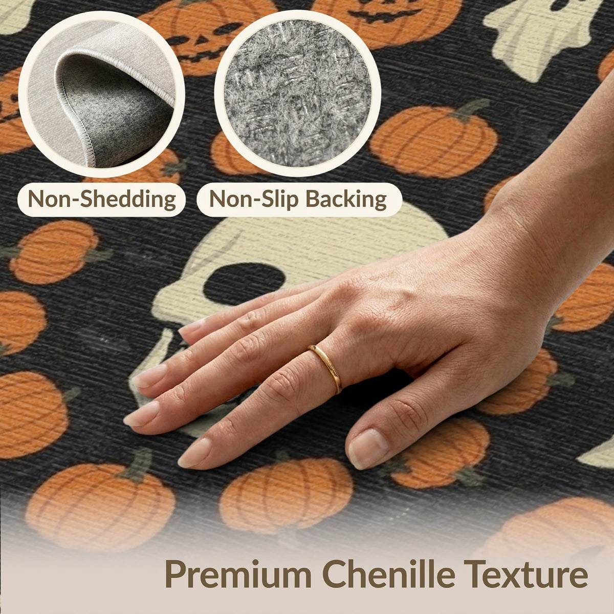 ODIKA 8'x10' Washable Area Rug Halloween Harvest Spirits Grinning Lantern Entrance Doormat Door for Living Room, Under Sectional, Family , Durable, Non-Slip