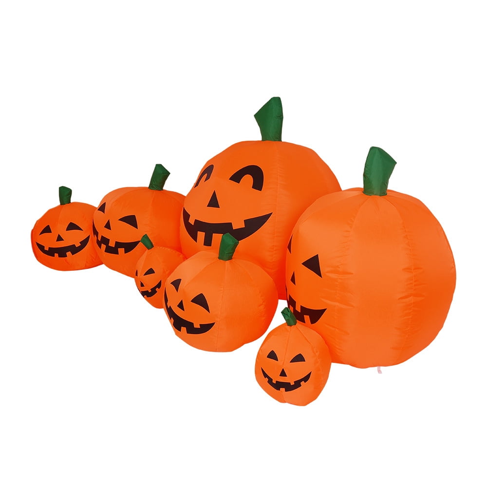 7.5 Ft Long Halloween Inflatable Pumpkin Patch Decoration, Inflatable Yard Decor Blow Up with Build-in LEDs Lights for Haunted House Indoor Outdoor Decor,Spooky 7 Pumpkins Decor