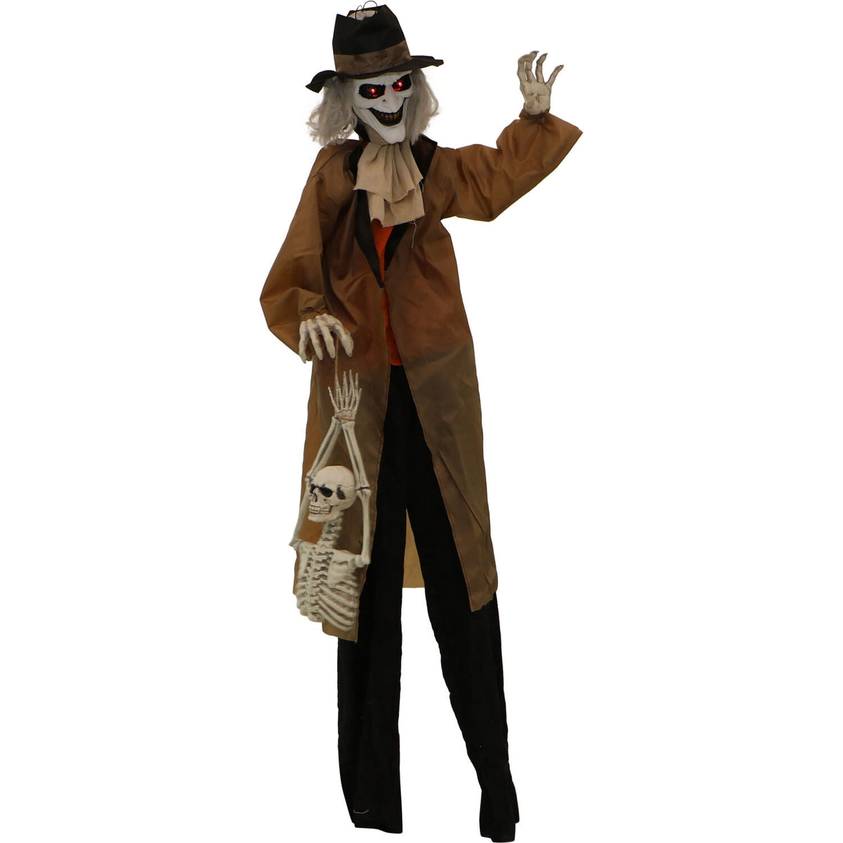 Haunted Hill Farm 5.25 ft Jebediah Bones Animatronic Gravekeeper, Indoor or Covered Outdoor Halloween Decor, Red LED Eyes, Battery-Operated, HHGRVKPR-1FLSA