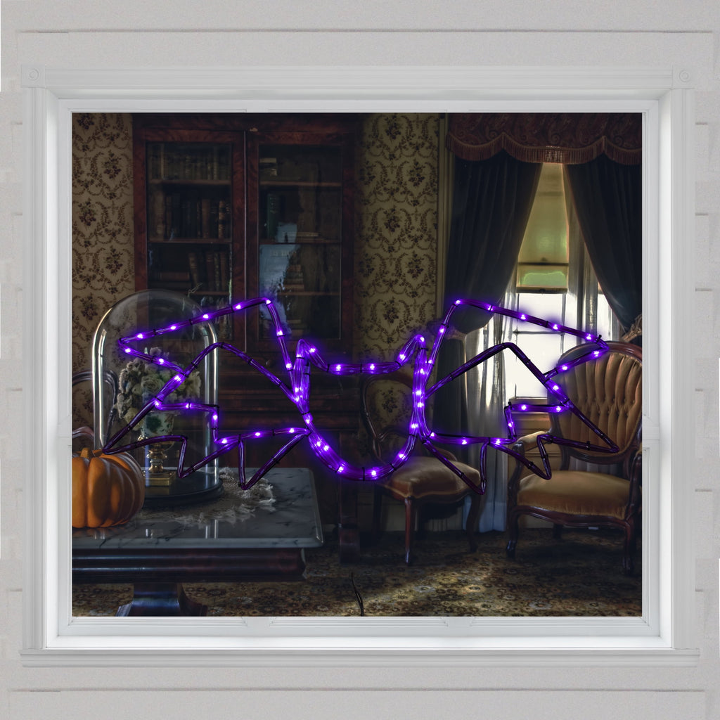Northlight LED Lighted Bat 4-Function Halloween Window Decoration - 24" - Purple Lights