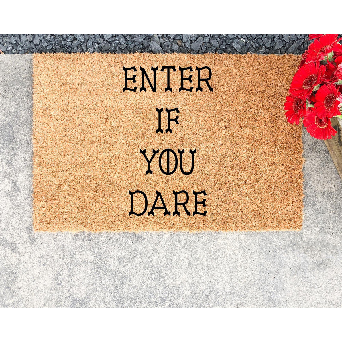 Enter If You Dare Doormat, Funny Halloween Welcome Mat, Outdoor Entryway Door Mat (36x72 inches) WoodByStu 5148