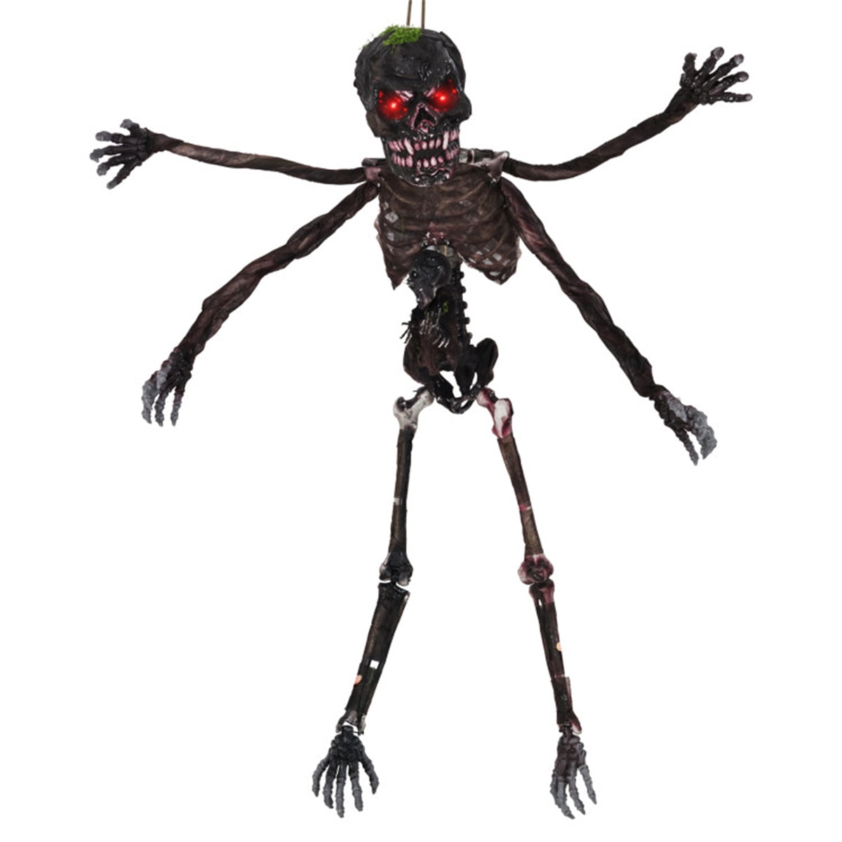 Animated 6ft Halloween Skeleton with Spooky Sounds and Red Eyes Hanging Prop for Yard Decor