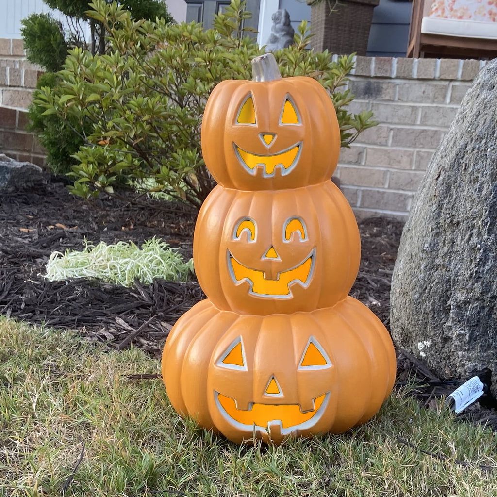 4Pack LED Lighted Jack O Lantern Indoor Outdoor Halloween Large Pumpkin Lantern Decoration