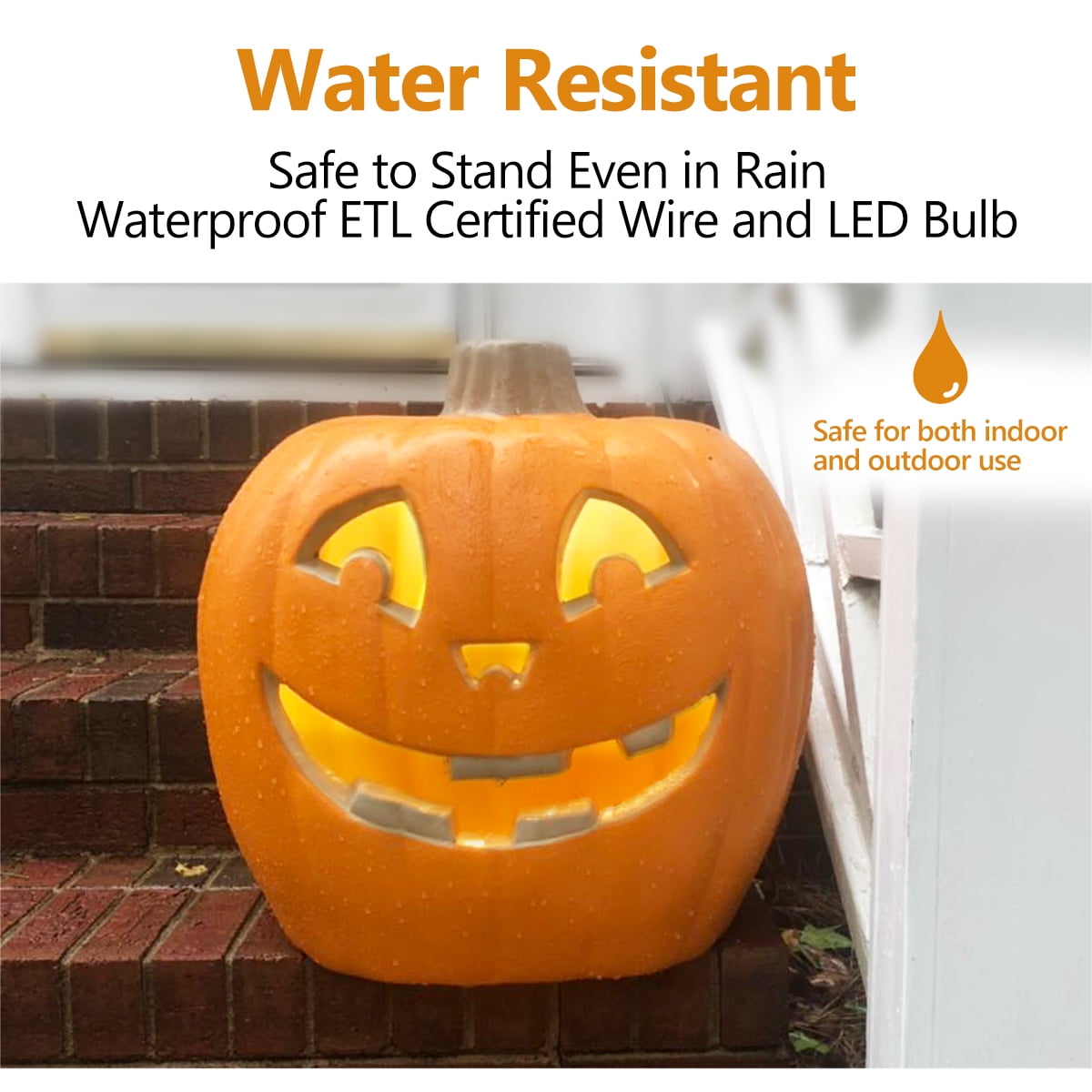 Gamexcel 21" Jack O Lantern Halloween Plastic Pumpkin Lights with Pre-lit LED Bulbs - Indoor/Outdoor Smile Face Decoration