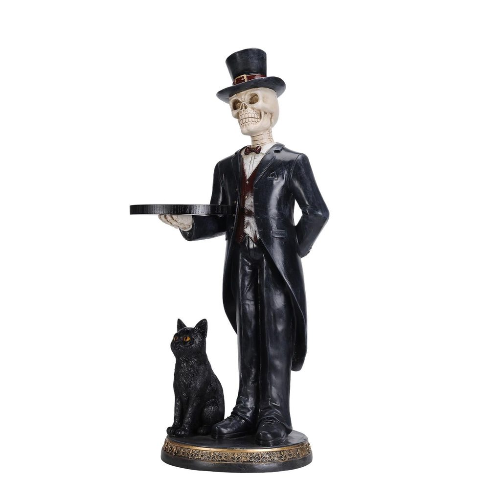 Halloween Ghost Statue with LED Glowing Eyes, Resin Ghost Figurine Tabletop Decor for Indoor Home, Mantel, Shelf, Entryway and Halloween Party Display