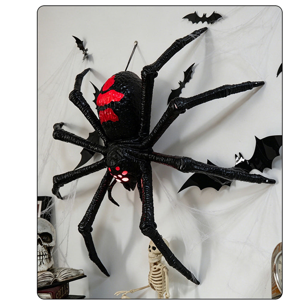 Outdoor Halloween Animatronics Decoration, Scary Black Spider with Lighted Eyes,Terrifying Sound for Yard,Patio,Haunted House,Sound & Motion Activated Hanging Giant Spider Props