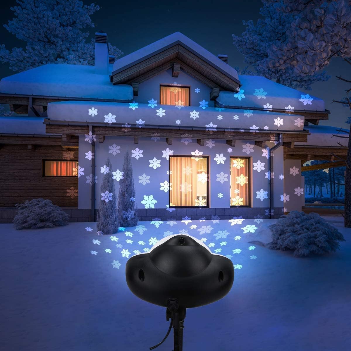 LINLIN Projector Snow Lamp, Snowfall LED Light Projector Christmas Snowflake Projector Light Waterproof with Remote&Timer Decorative Lighting