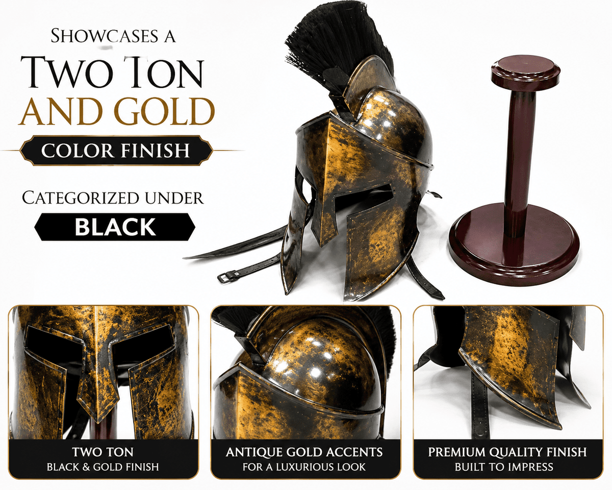 THOR INSTRUMENTS 300 Armor King Leonidas Spartan Helmet Replica With Stand Free Halloween Costume Rustic Vintage Home Decor Gifts