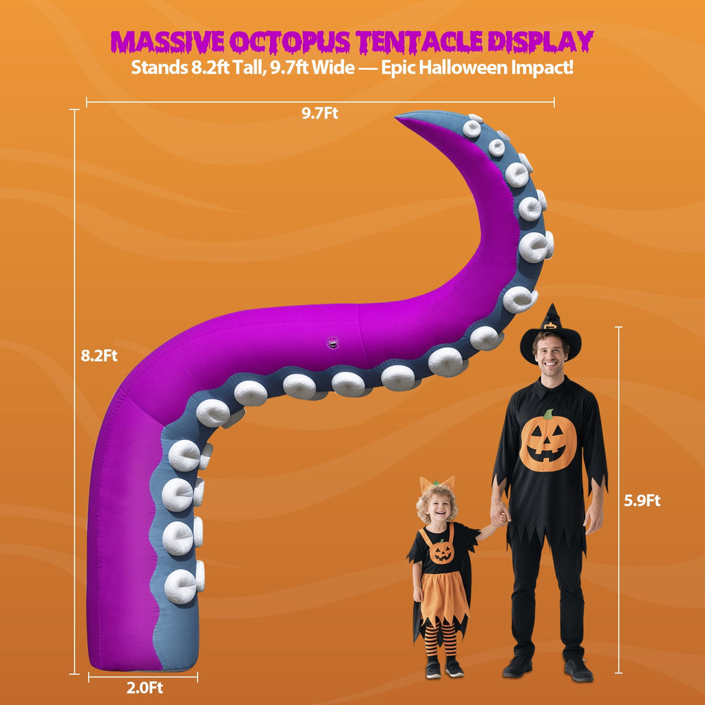 Wellcomer 10x8ft Inflatable Tentacles with Color-changing LED & Built-in Blower - Halloween Outdoor Decor (1 Pc)