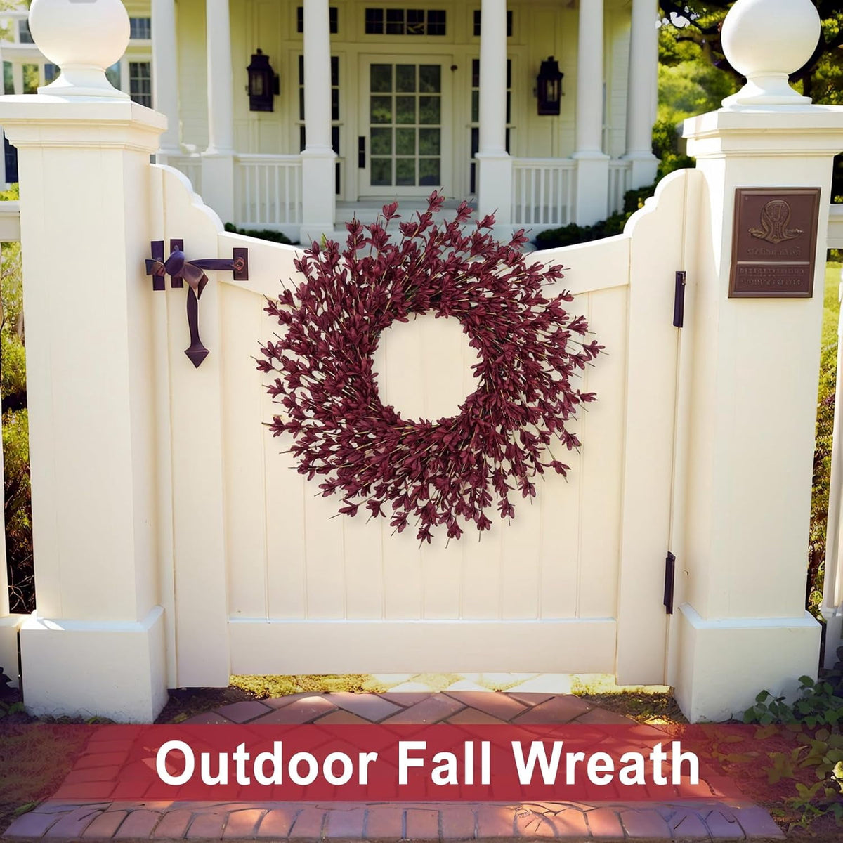 26 Inch Realistic Fall Wreaths for Front Door Outside Autumn Wreath Outdoor Indoors Fall Decorations for Home Thanksgiving Halloween Holiday Decorations Clearance for Wall Porch Door (Wheat)