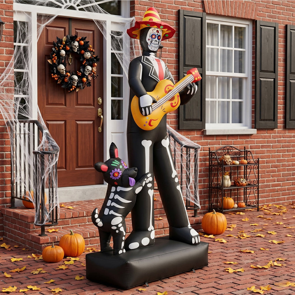 7.3ft Halloween Inflatable Ghost Musician with Puppet and 6 LED Lights