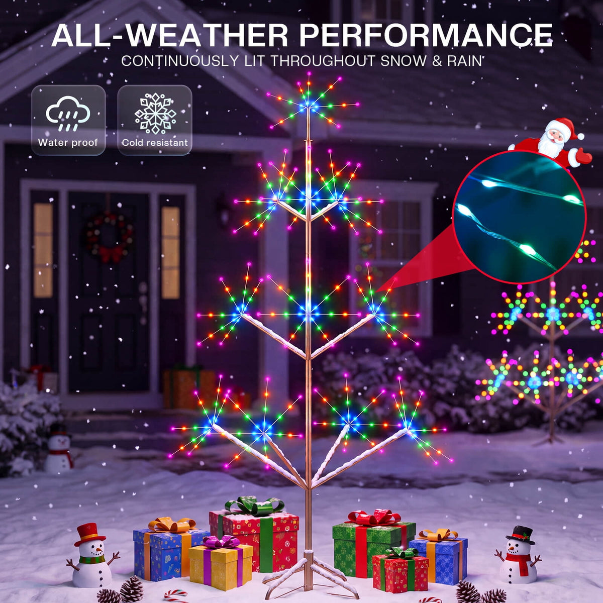 6FT Smart Pre-lit Programmable RGB Firework Tree Lights Color Changing DIY App-controlled