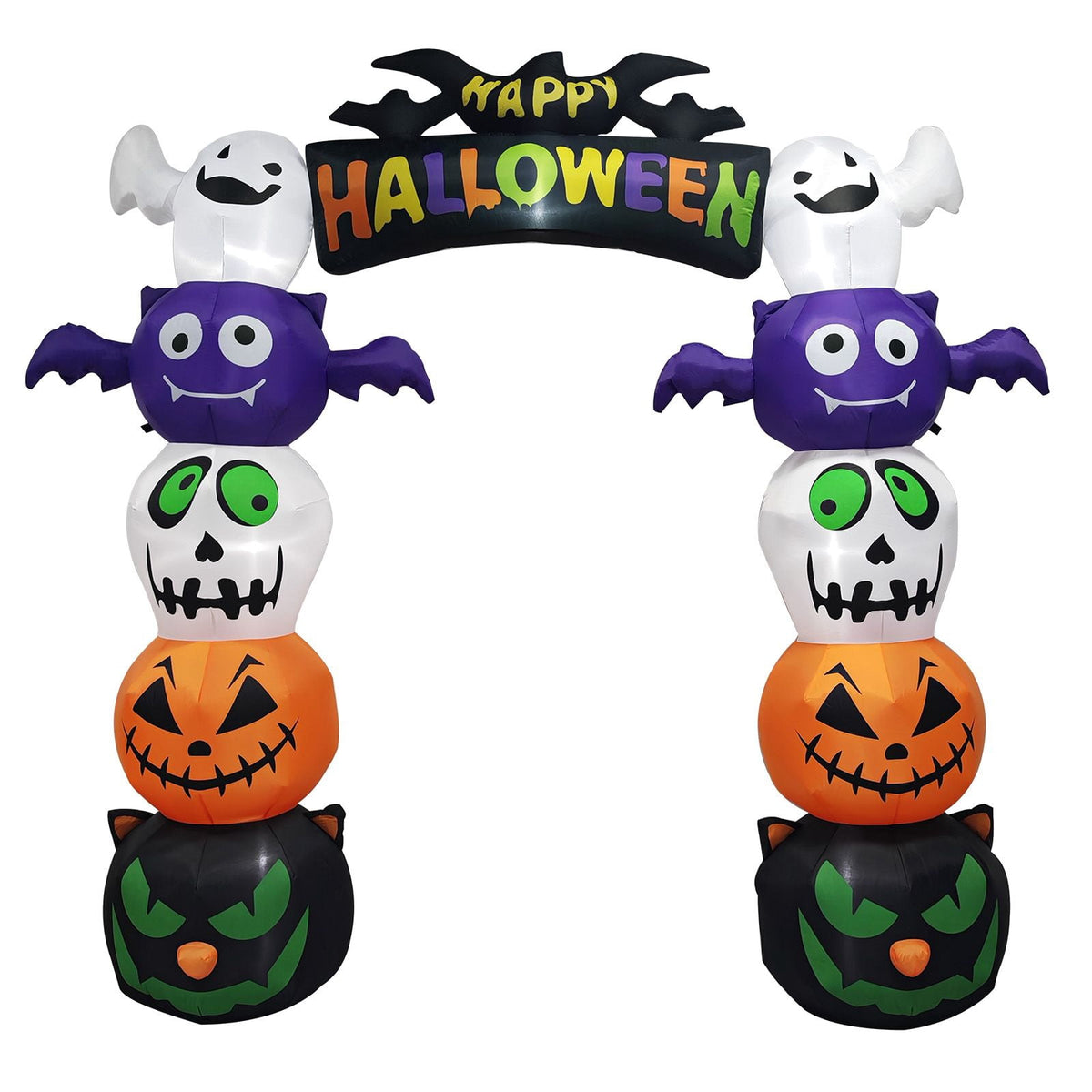8.2FT Halloween Inflatable Pumpkin Archway with Built-in LED Lights Waterproof Polyester Blow Up Yard Decoration for Garden Party Walkway