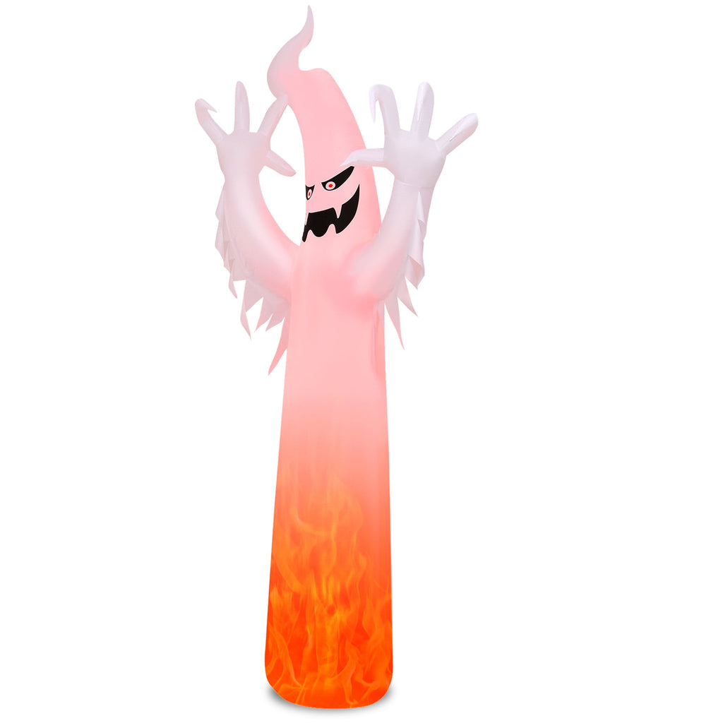 Gymax Ghost Blow Up Halloween Yard Inflatable, with Built-in Flame Light 12'