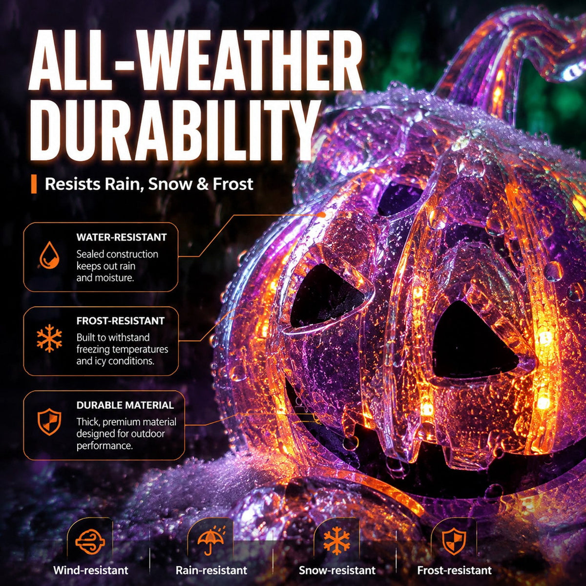 Lighted Halloween Pumpkin Stack with 150 LEDs, 3.4 ft