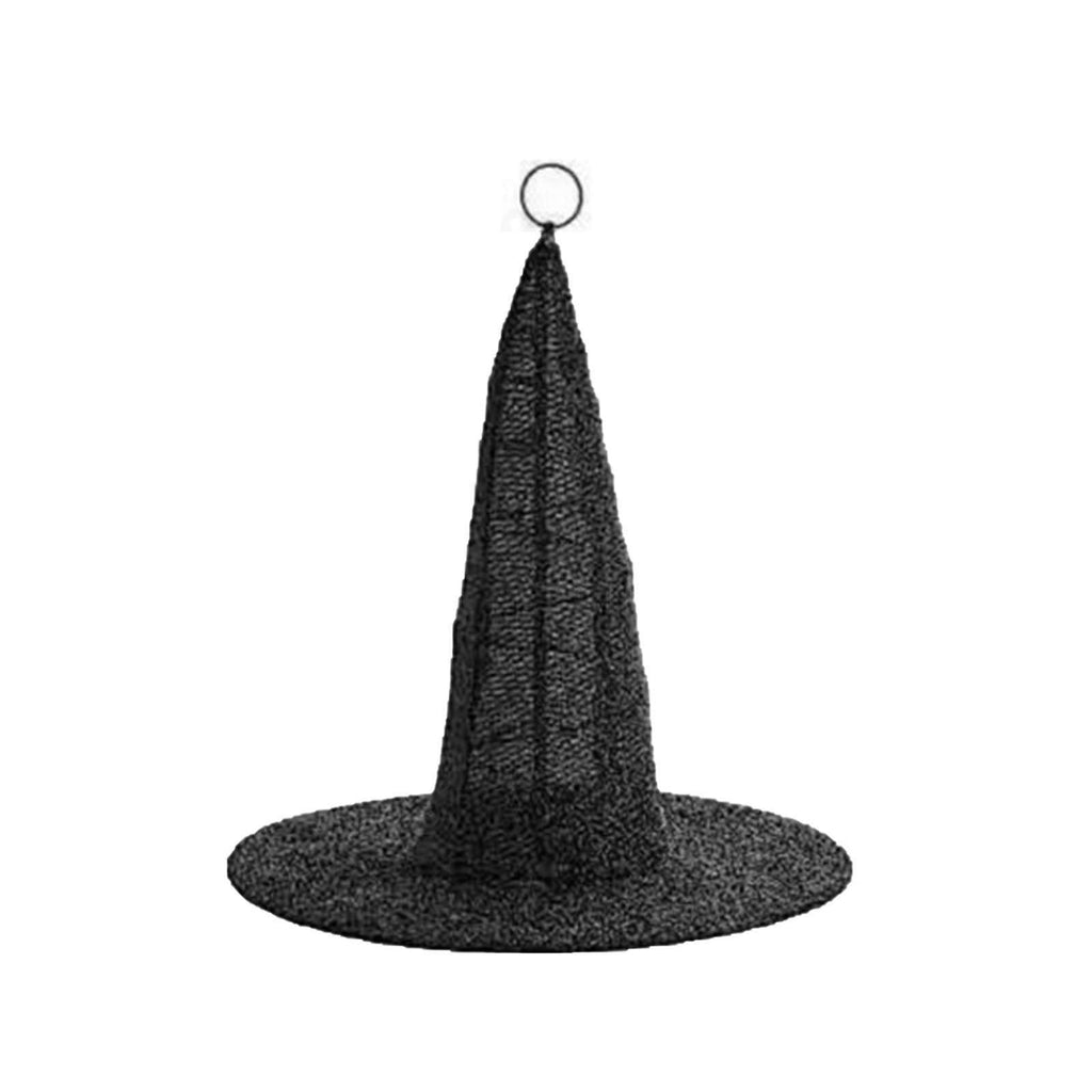 Battery Operated Witch Hat Light Hanging Decoration - Black Witch Hats with Lights DIY Floating Witch Hats with Creepy Cloth, Hanging Witch Hats Decorations for Halloween Porch Tree Party Decorations