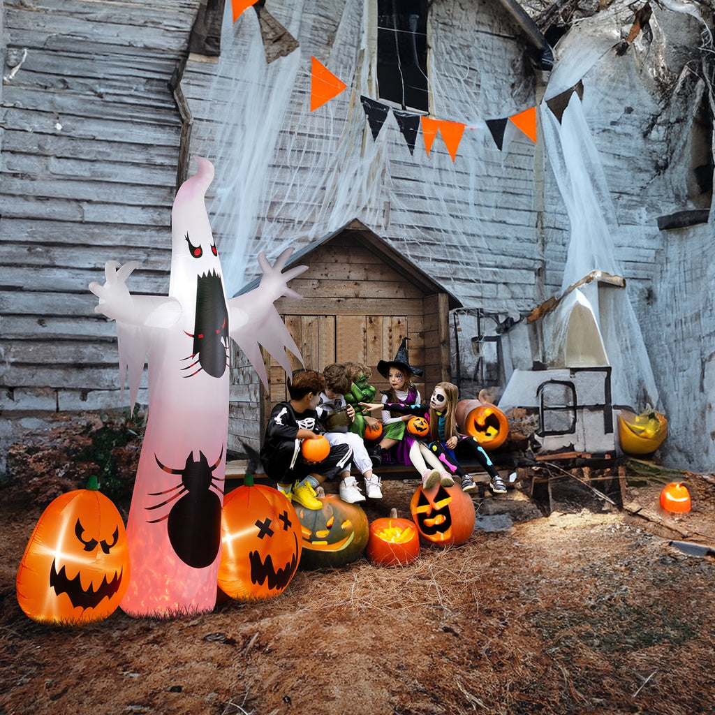 UBesGoo 12 ' Halloween Ghost & Pumpkin Outdoor Halloween Inflatables for Patio Garden Decor,1 Pcs