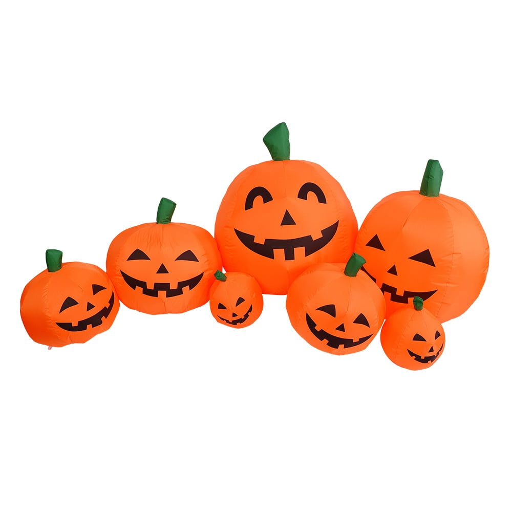 7.5 Ft Long Halloween Inflatable Pumpkin Patch Decoration, Inflatable Yard Decor Blow Up with Build-in LEDs Lights for Haunted House Indoor Outdoor Decor,Spooky 7 Pumpkins Decor