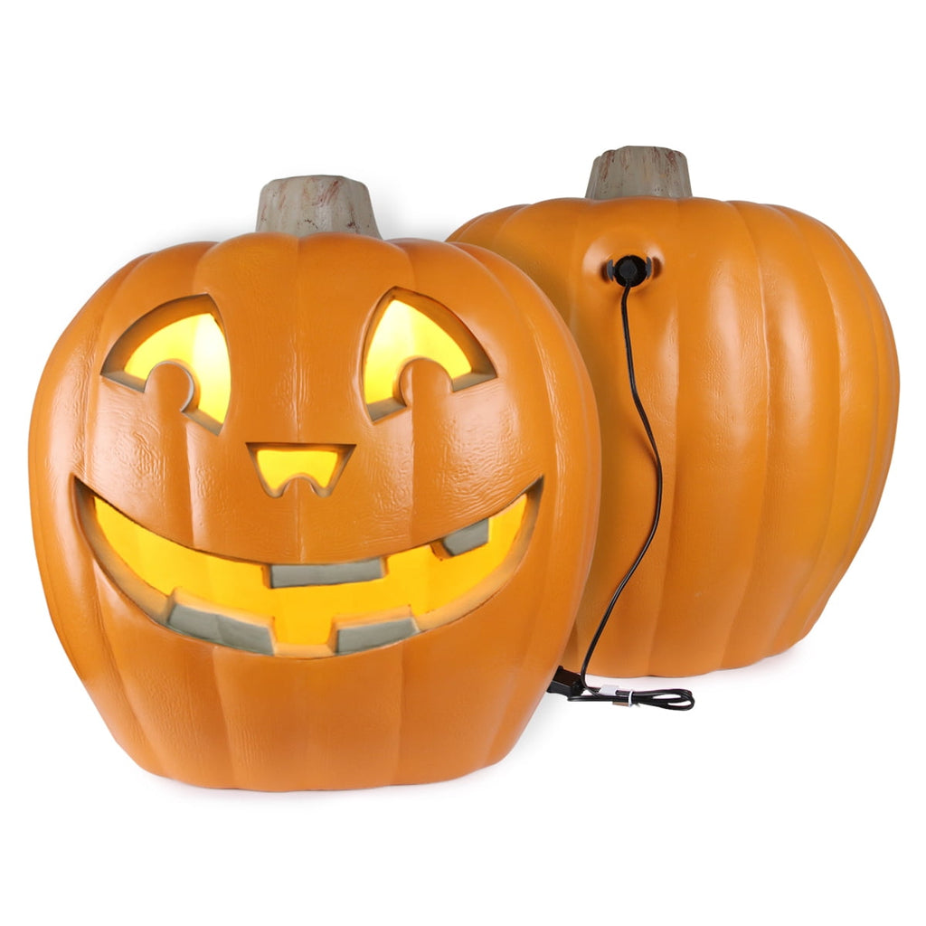 20" Light-Up Jack-O-Lantern - Pre-Lit Halloween Pumpkin Lantern for Indoor/Outdoor Décor, Garden, Patio, Front Door - Smile
