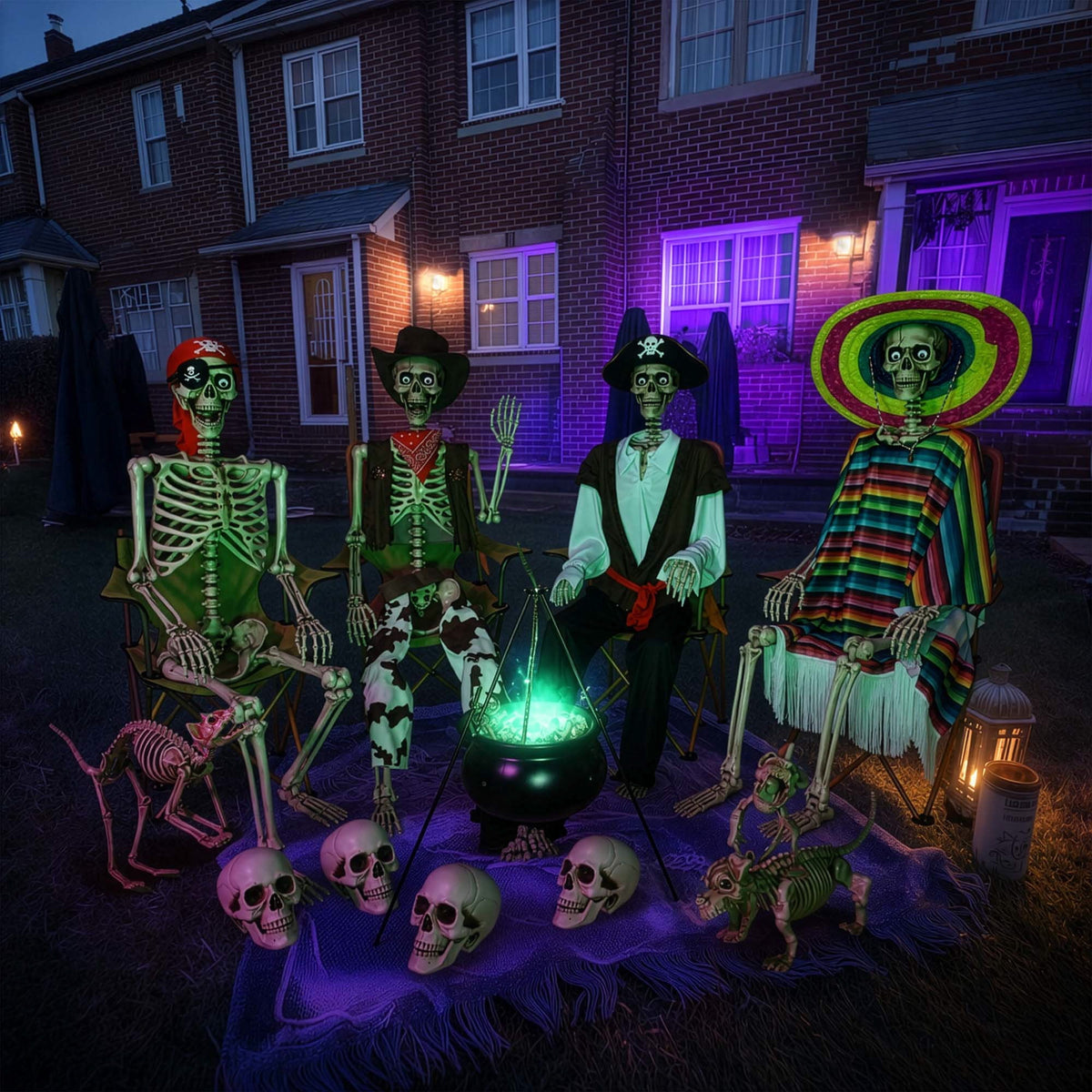 Yescom 5.6ft Halloween Pirate Captain Skeleton Life Size Human Bone Movable Joints Outdoor Decor 2026