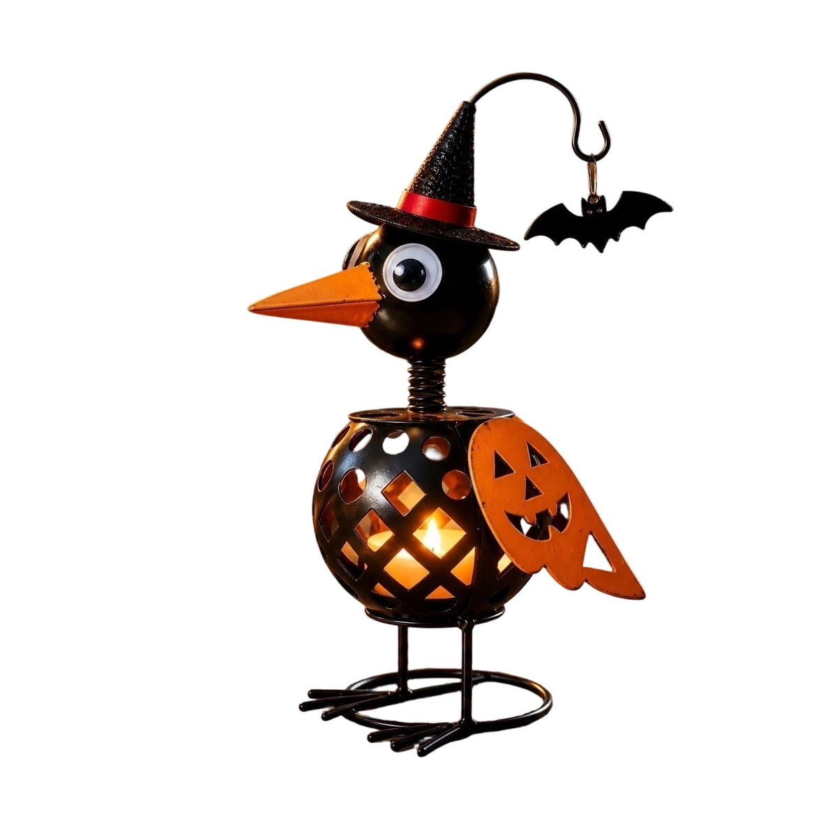 Halloween Decorations Outdoor, Lighted Hanging Ghost Decor with Witch Hat & Broom, LED Flying Ghost Decoration for Porch, Yard, Tree, Patio, Haunted House & Indoor Party 43.3in
