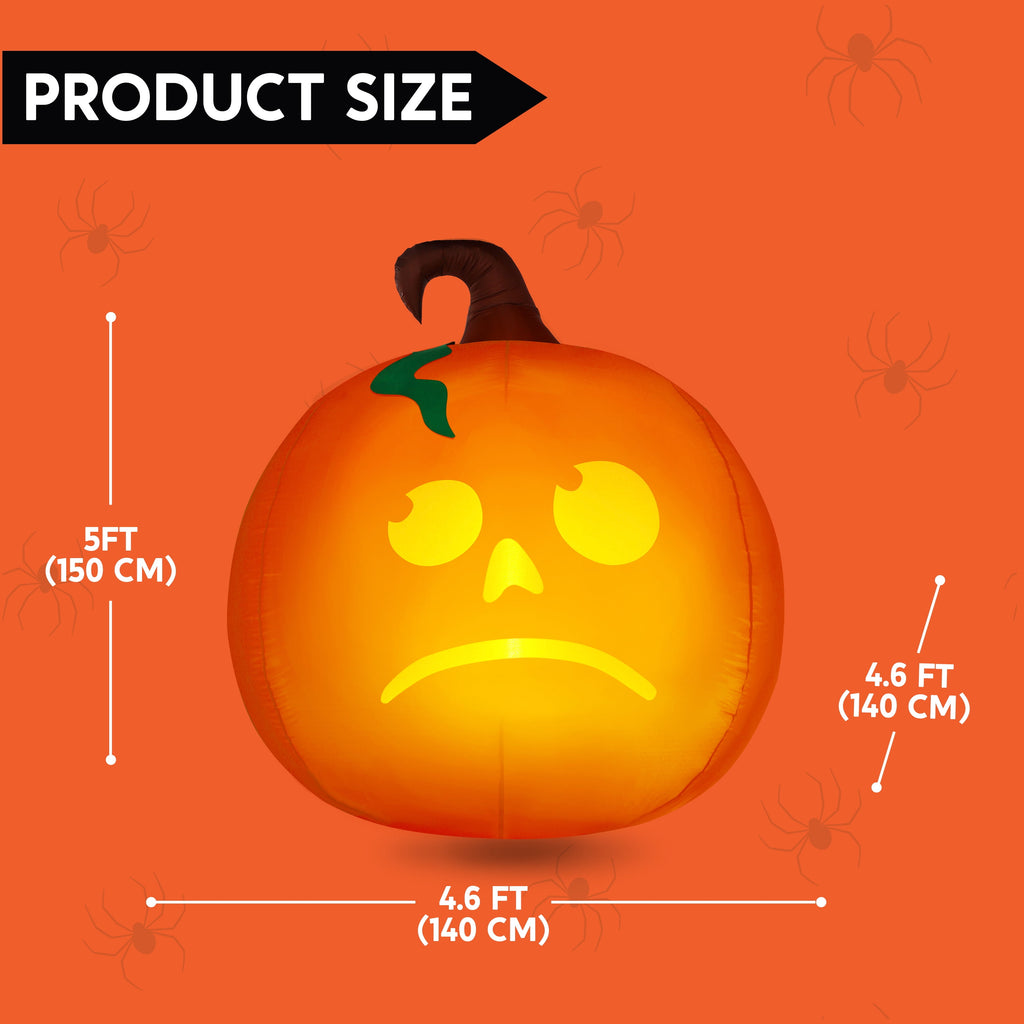 Joyfy 5 Ft Tall Halloween Inflatable Pumpkin,Blow Up Pumpkin with Projector Face and Music Lights,Outdoor Decorations for Yard,Garden,Lawn,Party