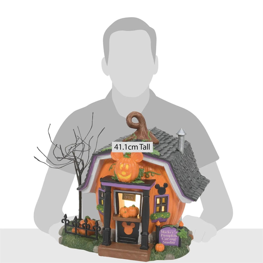 Department 56 Disney Village Pumpkintown Carving Studio Halloween Village Multicolor Figurine 5.5in H