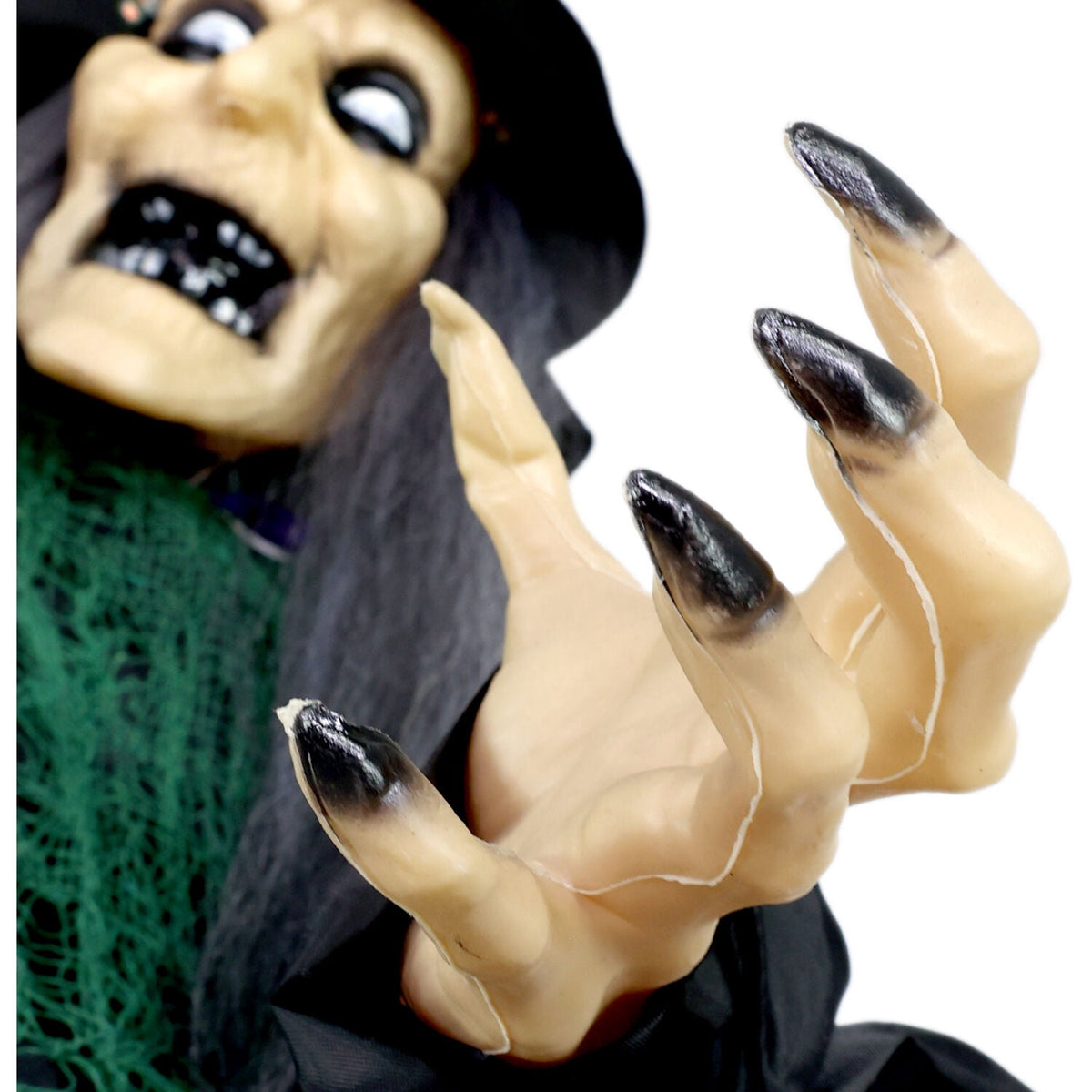 Haunted Hill Farm 6.0-Ft. Touch-Activated Mounted Flying Witch Halloween Animatronic
