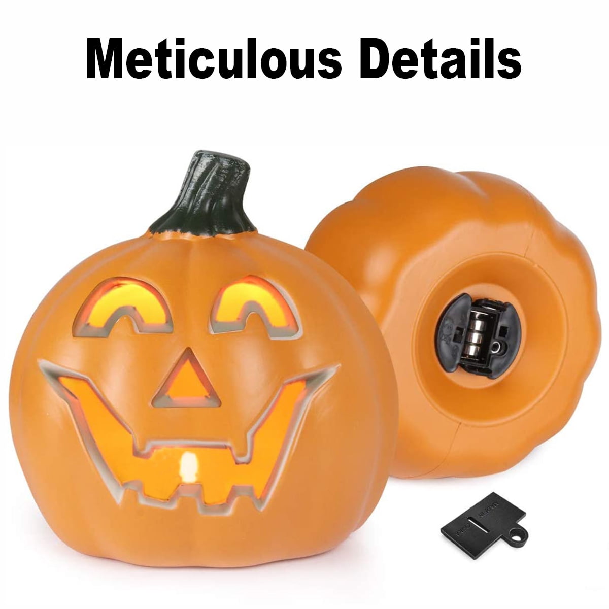Gamexcel 21" LED Light-Up Jack O Lantern, Pre-lit Halloween Plastic Pumpkin Lights for Indoor/Outdoor Decoration - Angry Face
