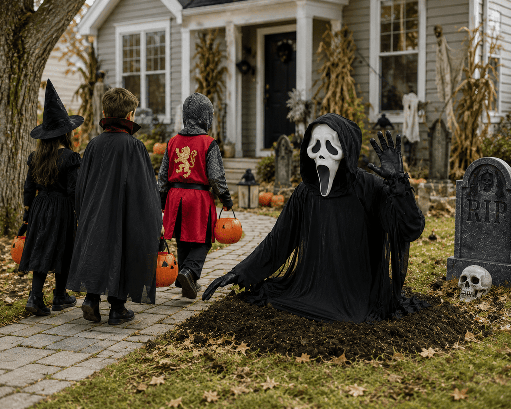 Fun World FW96661 4 ft Ghost Face® Waving Grave Breaker™ Halloween Decoration