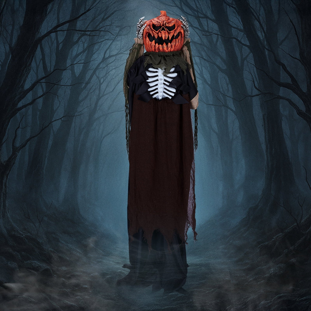 6ft Ghost with The Pumpkin Head Halloween Animated Animatronic Decoration w/ Pre-Recorded Screaming Ktaxon