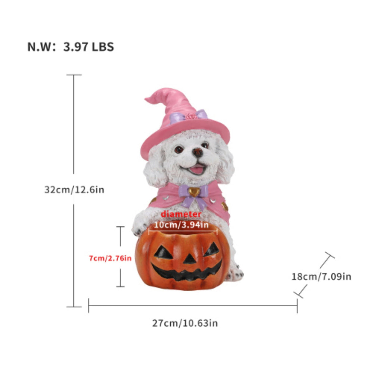 SpookHaven Halloween Jack‑O‑Lantern Pumpkin Mist Sprayer Figurine, LED Light‑Up Fogger with Witch Hat & Skull Decoration, Spooky Ornament for Tabletop Entryway Halloween Party Home Decor