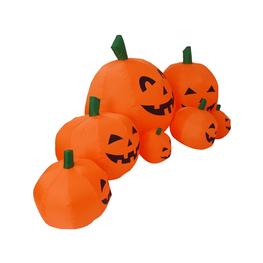 7.5 Ft Long Halloween Inflatable Pumpkin Patch Decoration, Inflatable Yard Decor Blow Up with Build-in LEDs Lights for Haunted House Indoor Outdoor Decor,Spooky 7 Pumpkins Decor