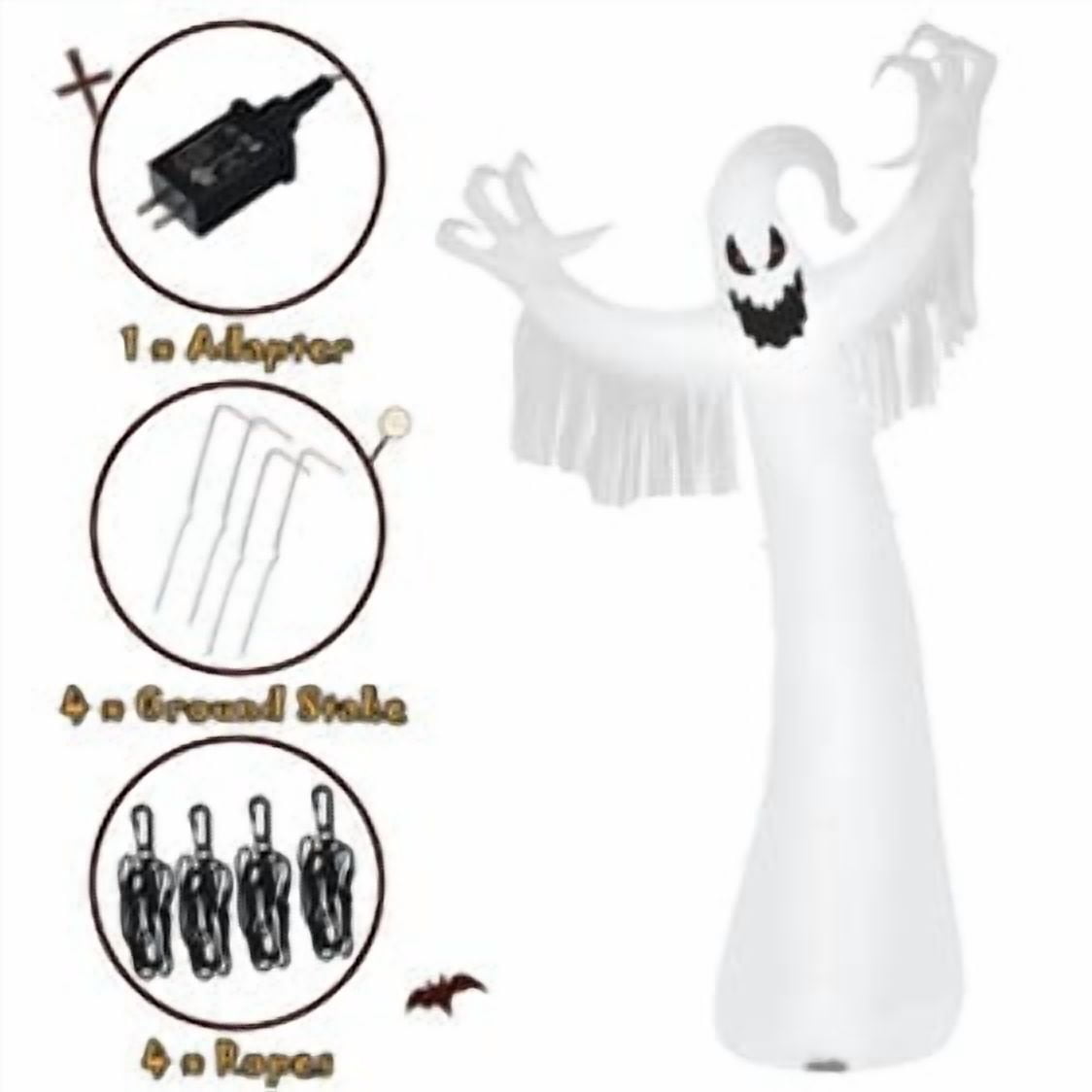 Wick's Outdoor Living Inflatable 12 Ft Ghost Lights Up Halloween Decoration
