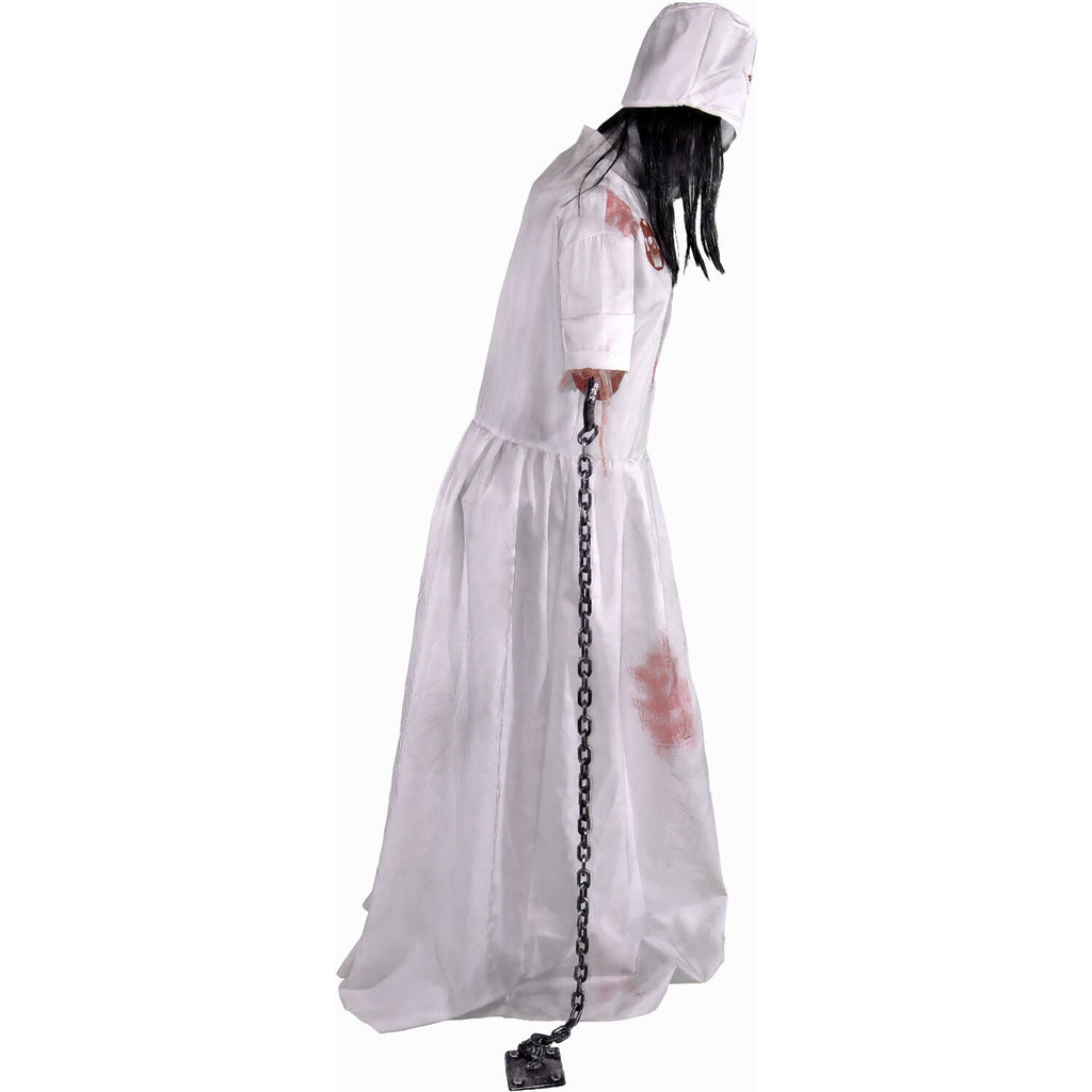 Haunted Hill Farm Life-Size Animatronic Convulsing Nurse by Tekky Halloween Decoration, 5.2-Ft.