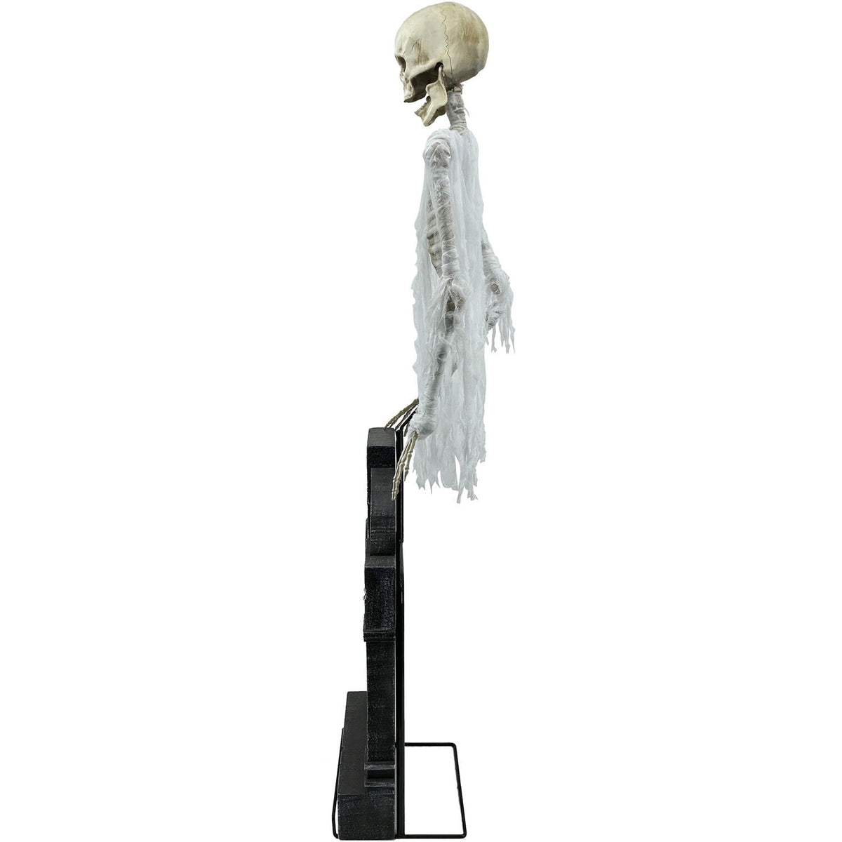 Haunted Hill Farm 5.8-Ft. Motion-Activated Floating Skeleton Ghost Over Tombstone by Tekky, Premium Halloween Animatronic, Battery Operated
