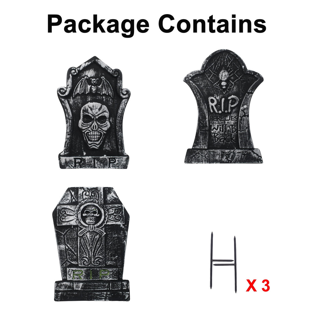 Halloween Foam RIP Graveyard Tombstones, 7Pack(3 x L-Size + 4 x XL-Size) Foam Tombstone for Halloween Party Outdoor Decorations