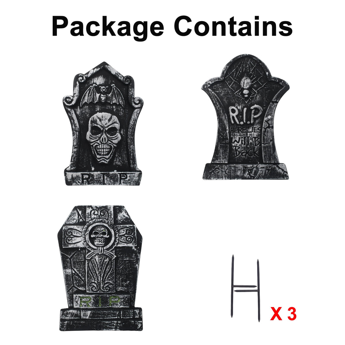 Halloween Foam RIP Graveyard Tombstones, 7Pack(3 x L-Size + 4 x XL-Size) Foam Tombstone for Halloween Party Outdoor Decorations