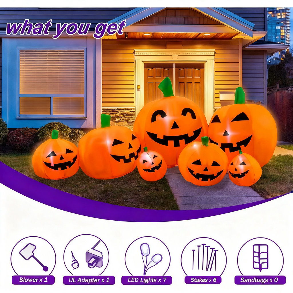 Halloween Inflatable Decoration with Built-in LED Lights for Yard Display