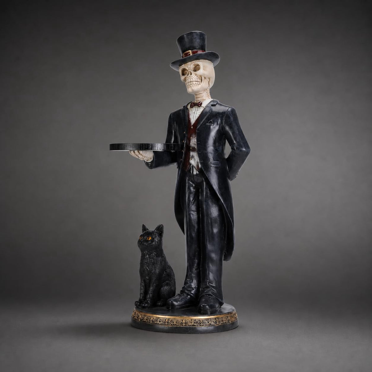 Halloween Ghost Statue with LED Glowing Eyes, Resin Ghost Figurine Tabletop Decor for Indoor Home, Mantel, Shelf, Entryway and Halloween Party Display